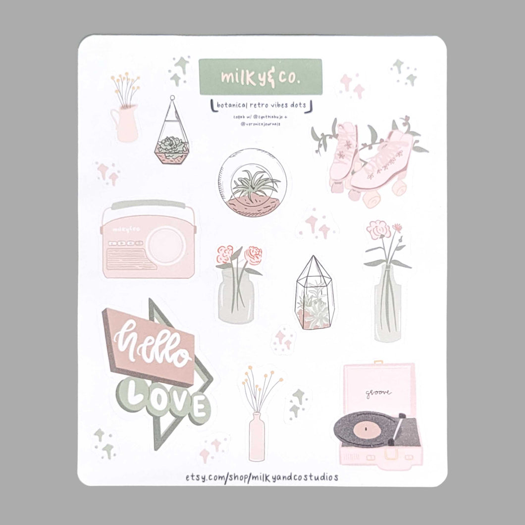 Botanical Retro Vibes Sticker Sheet