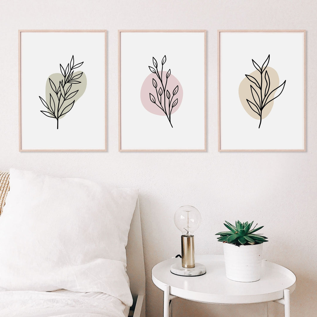 Botanical Boho Line Art Set of 3 - Digital Download