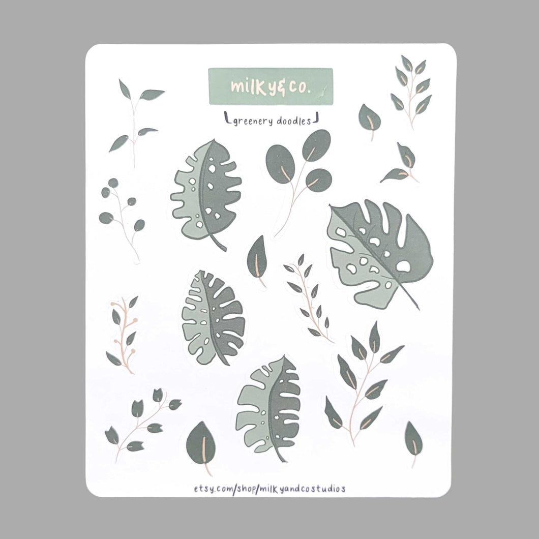 Greenery Doodles Sticker Sheet