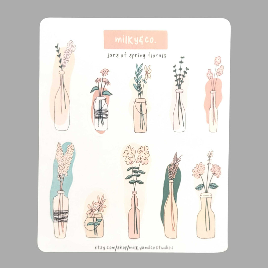 Jars of Spring Florals Sticker Sheet
