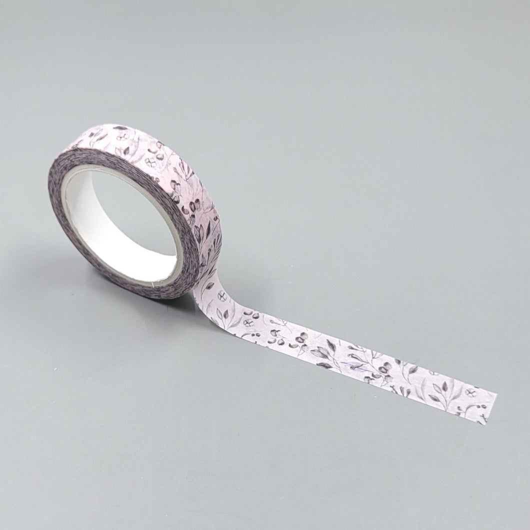 Mauve Floral Slim Washi Tape