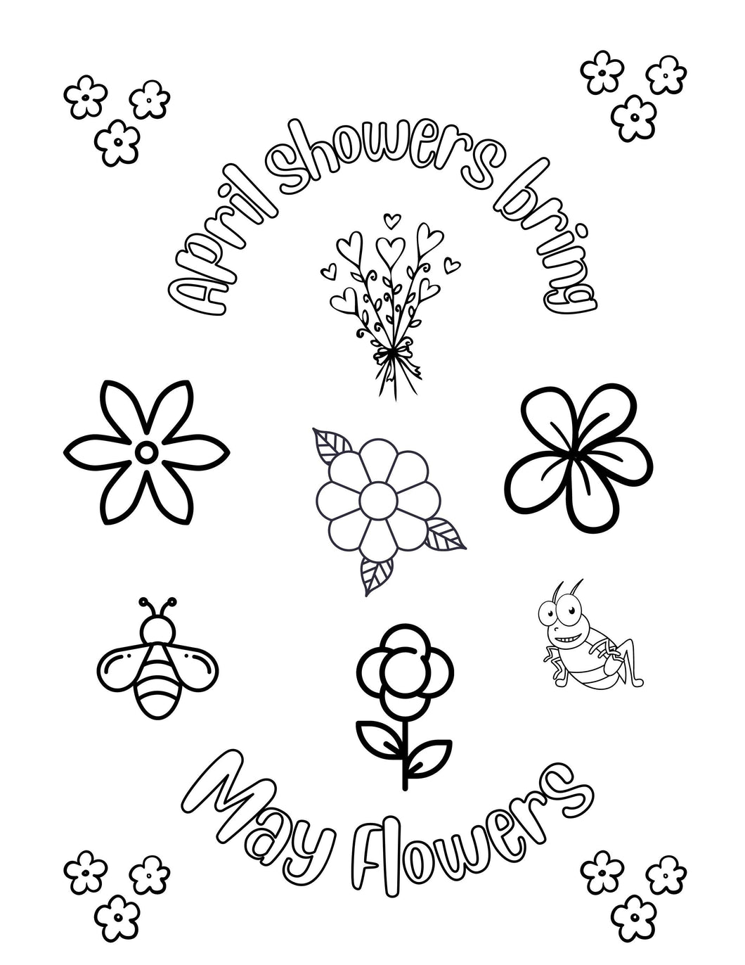 April Showers Bring May Flowers Coloring Sheet