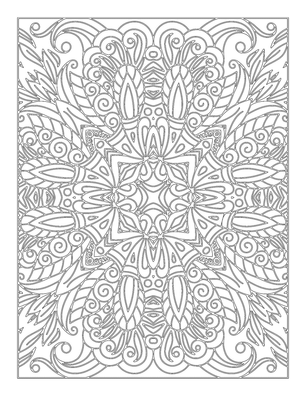 Botanical Snowflake Mandala Coloring Sheet