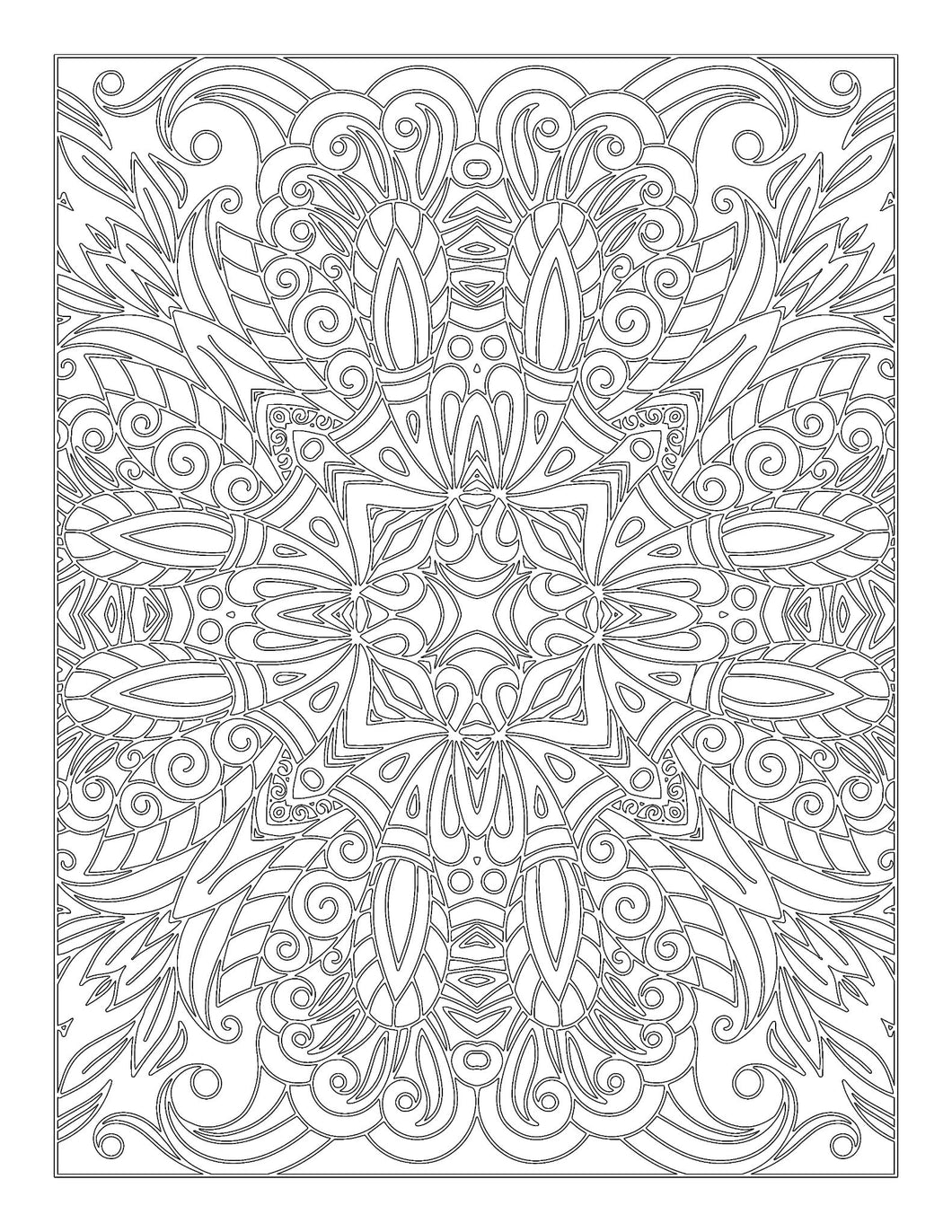 Botanical Snowflake Mandala Coloring Sheet