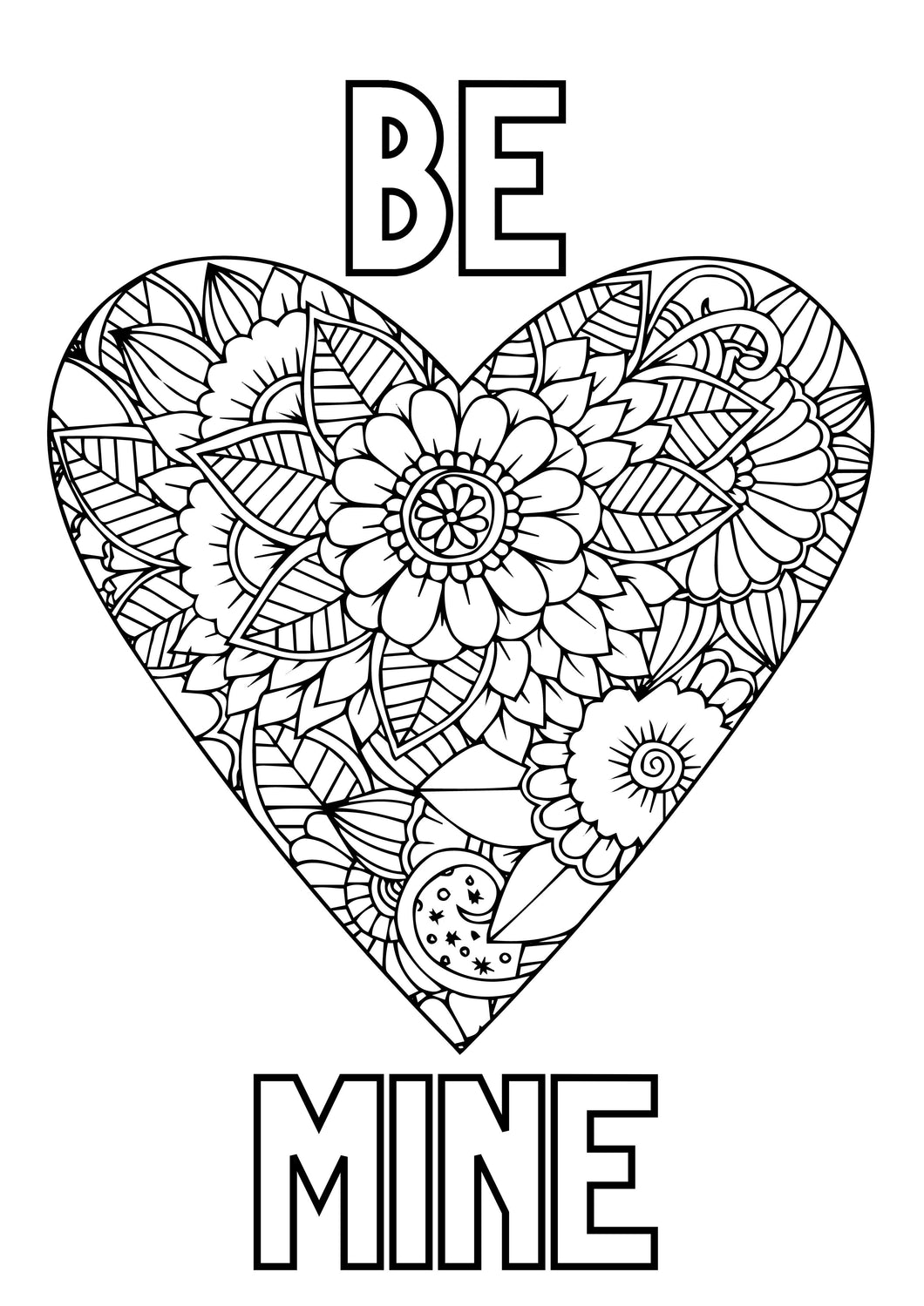 Valentines Floral Coloring Sheet