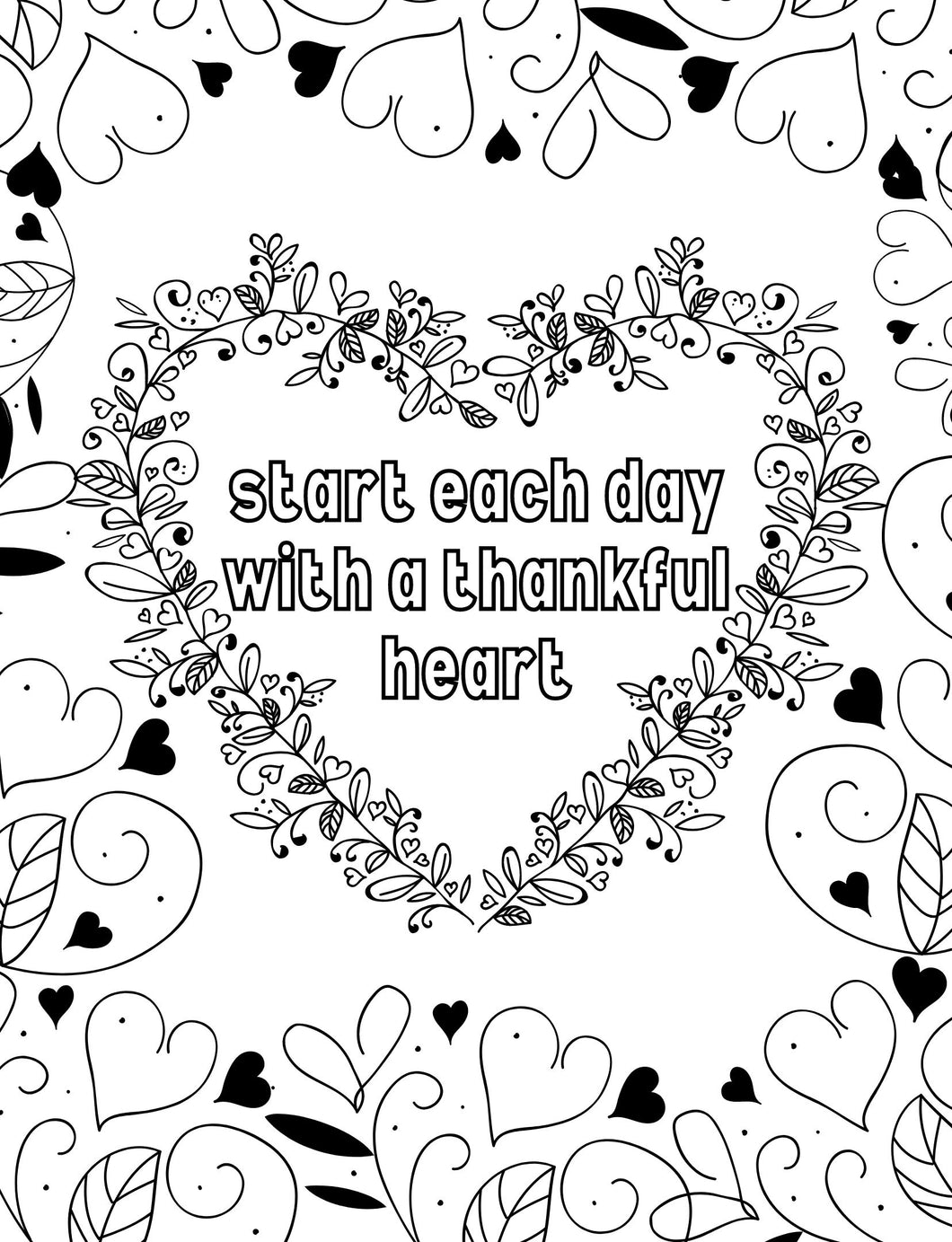 Start Each Day With A Thankful Heart Coloring Sheet